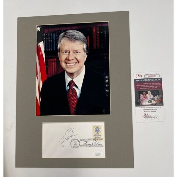 Jimmy Carter Signed First Day Cover Matted With Photo JSA COA - Picture 1 of 6